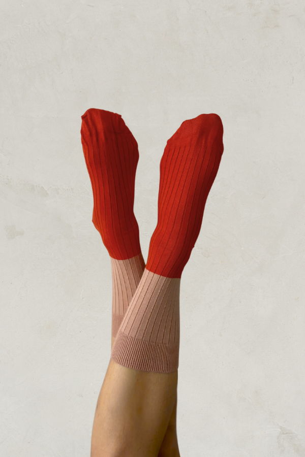 Escuyer Color Block Socks - Pink & Orange