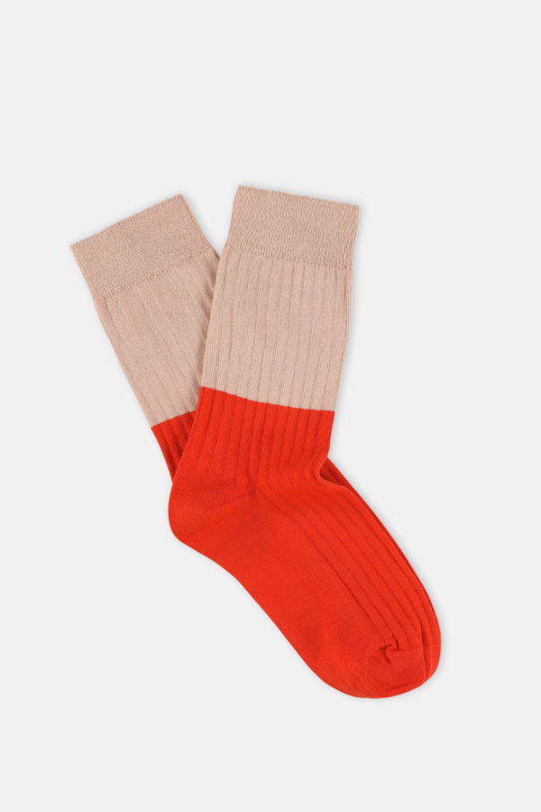 Escuyer Color Block Socks - Pink & Orange