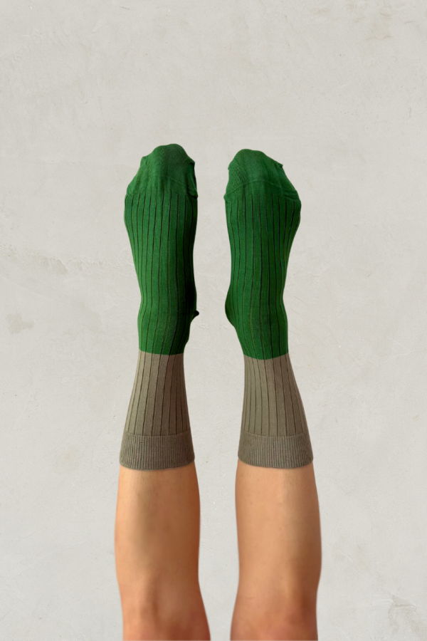 Escuyer Color Block Socks - Agave & Green