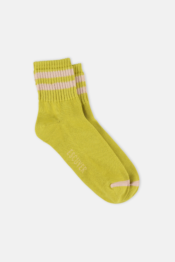 Escuyer Striped Ankle Socks - Yellow & Pink