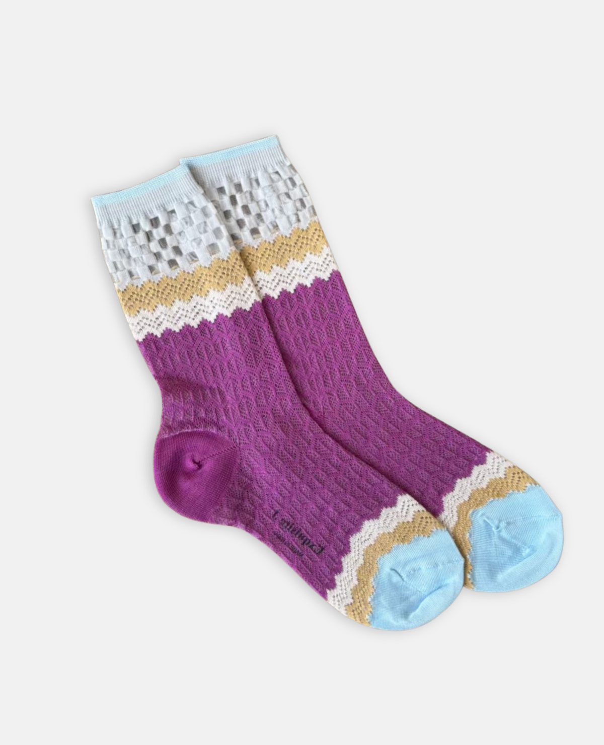 Exquisite J Holey Zig Zag Socks - Violet & Sky - Image 1 of 1
