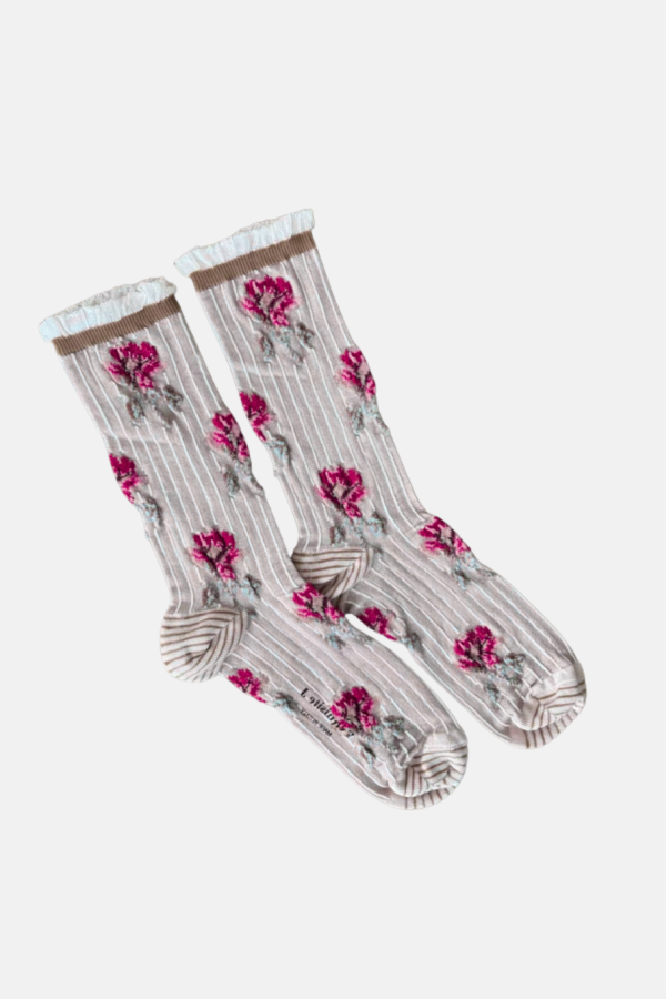 Exquisite J Rococo Flowers Socks - Earth & Rose