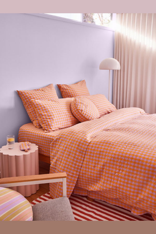 Mosey Me Kumquat Bloom Seersucker Quilt Cover