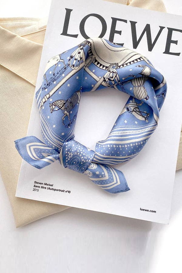 The Collective Park City Animal Printed Square Scarf - Navy Blue