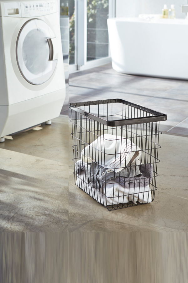 Yamazaki Home Wire Basket (15" H) Laundry Basket - White