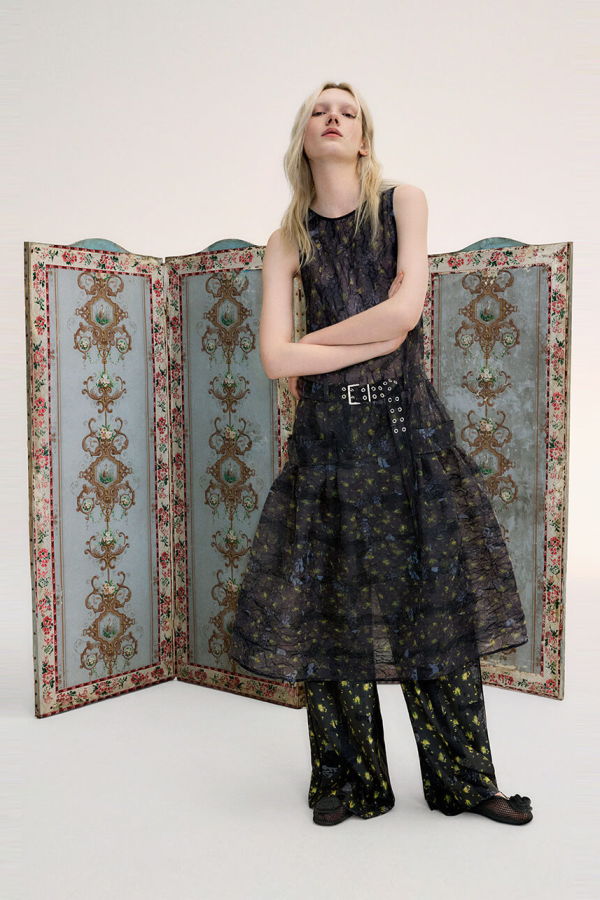 Ganni Shibori Organza Belted Long Dress