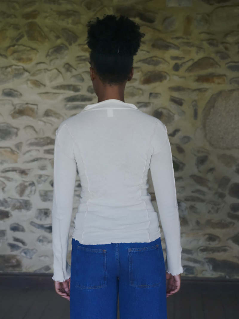 Baserange Omato Polo Long Sleeve Top - Off White