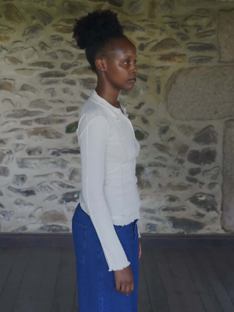 Baserange Omato Polo Long Sleeve Top - Off White