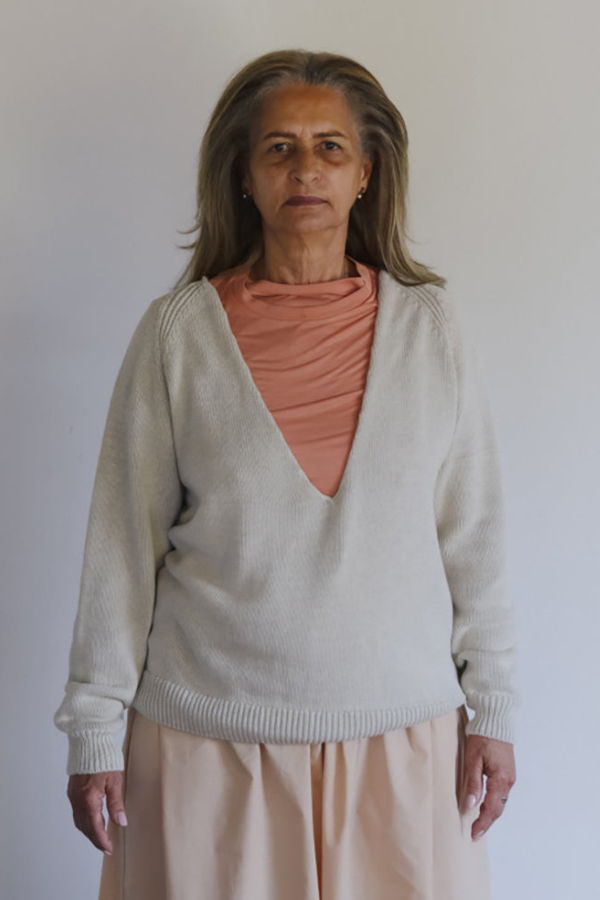 Baserange Soar V-Neck Sweater - Grey Melange