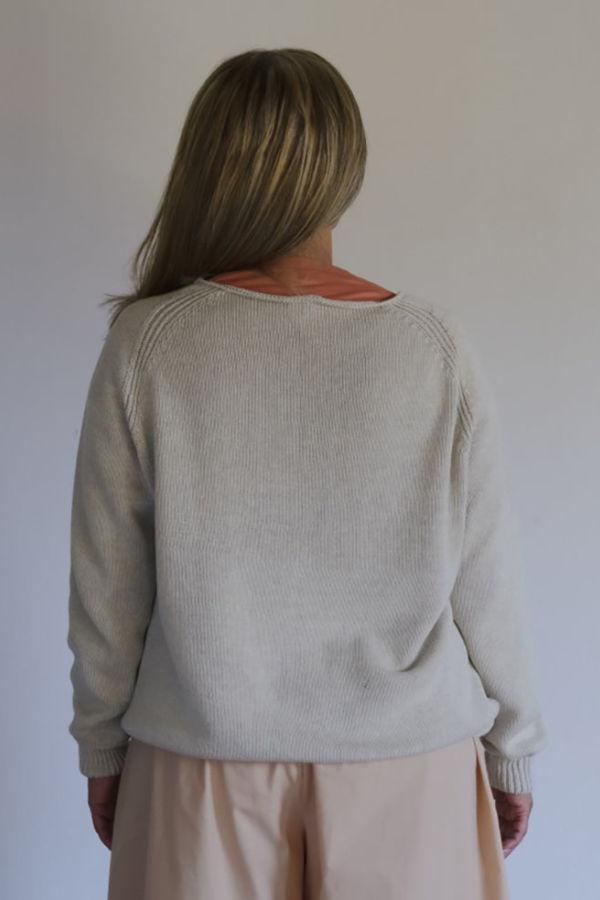 Baserange Soar V-Neck Sweater - Grey Melange