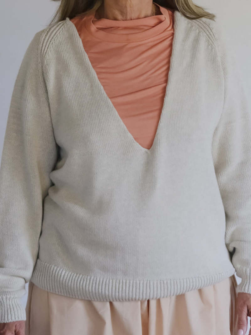 Baserange Soar V-Neck Sweater - Grey Melange