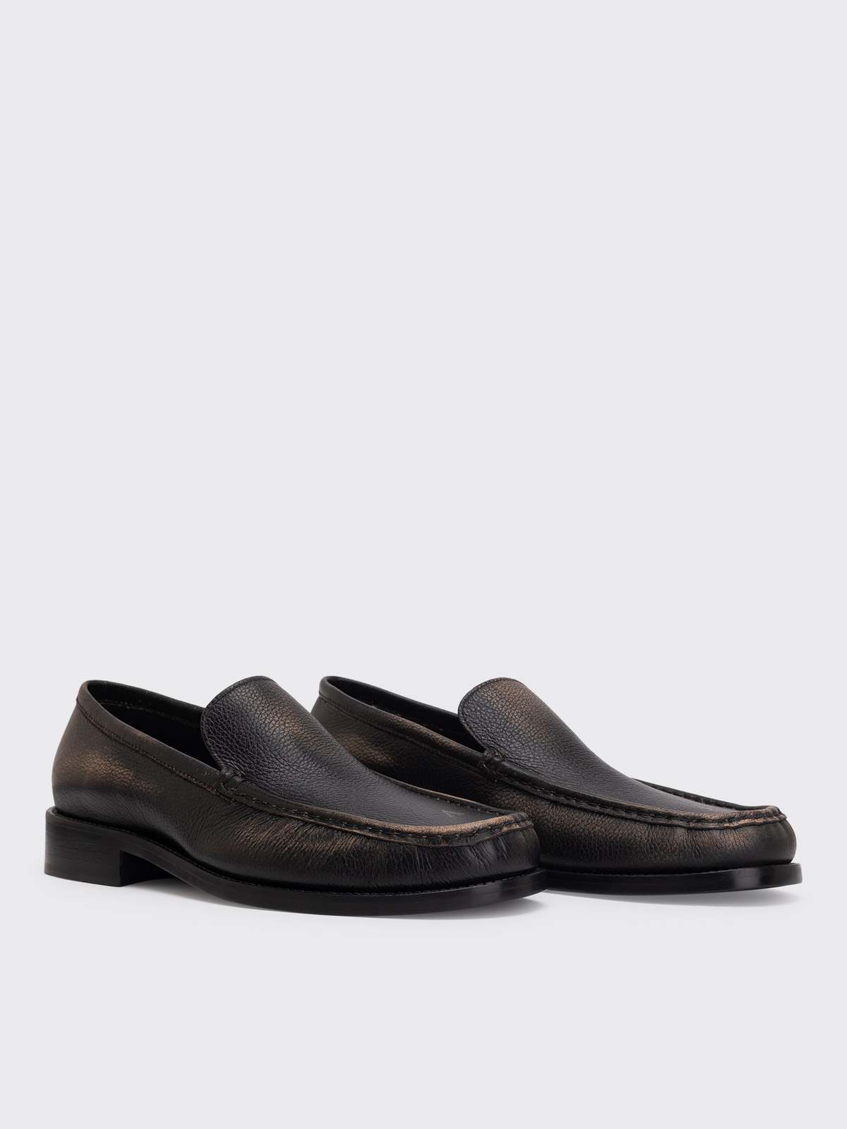 Acne Studios Leather Loafers - Beige/Black - Image 2 of 4