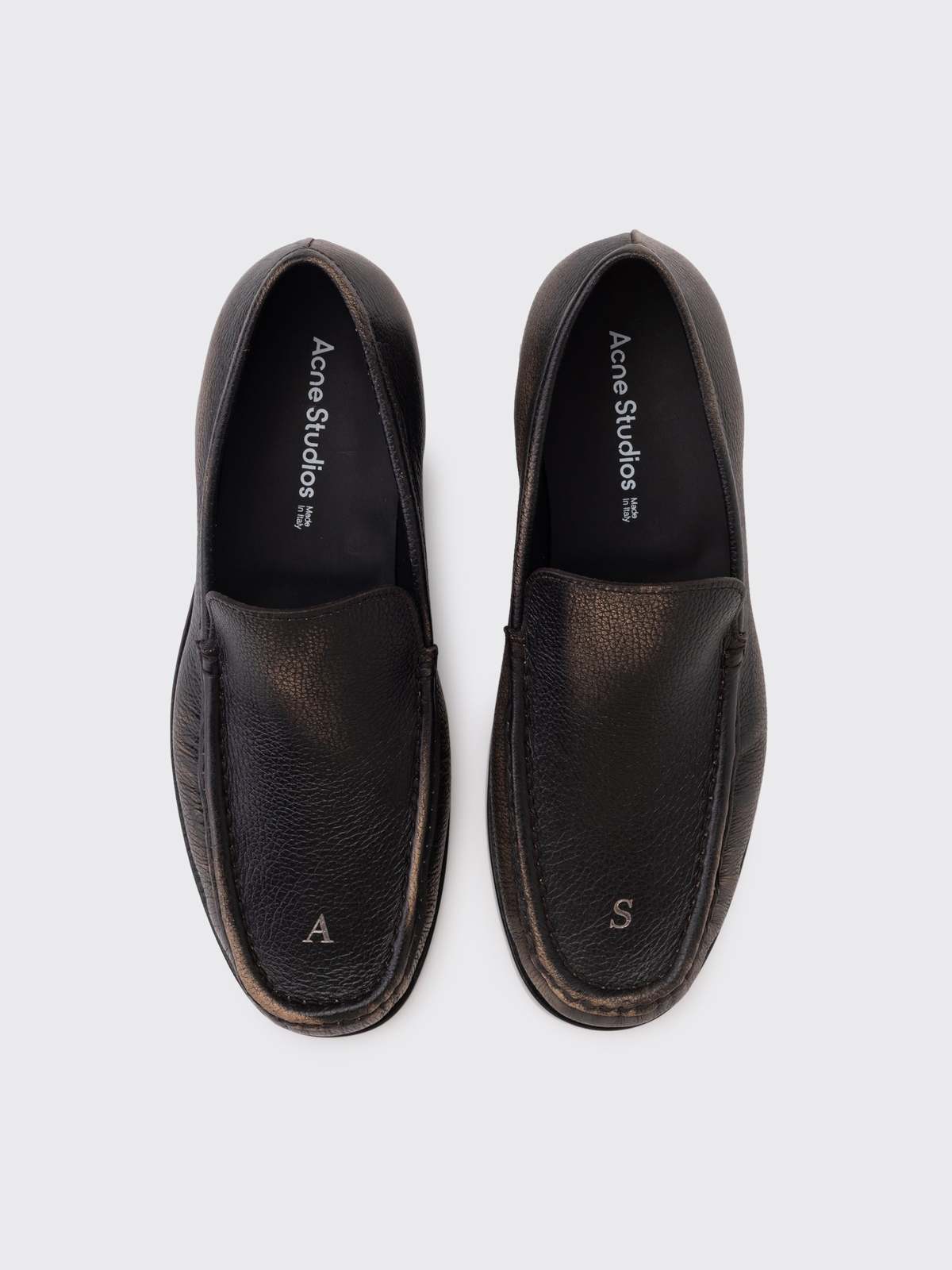 Acne Studios Leather Loafers - Beige/Black - Image 4 of 4