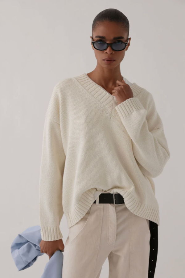 James Street Co. Sloane Vee in Cotton Sweater
