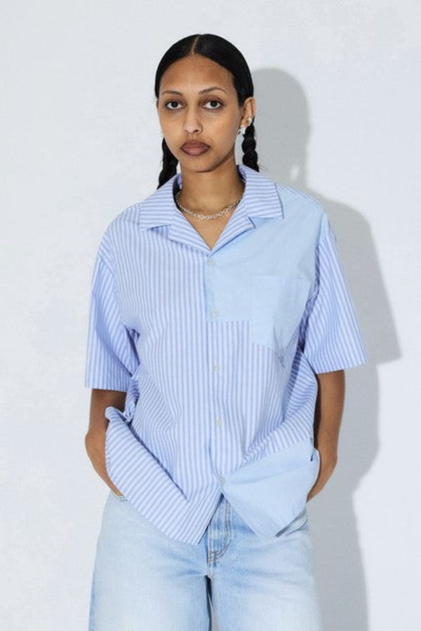 dr.denim Mile Shirt - Lt Blue Stripe Mono