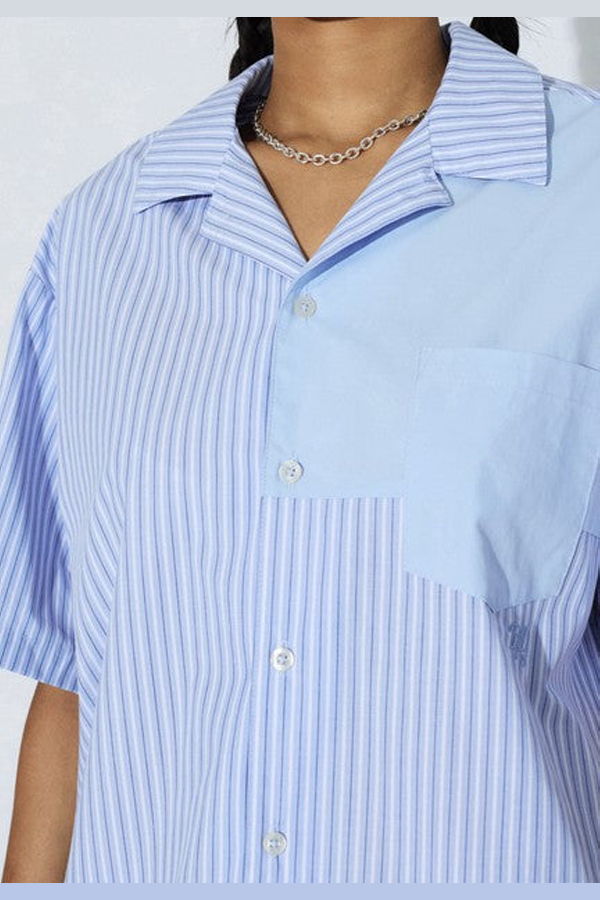 dr.denim Mile Shirt - Lt Blue Stripe Mono