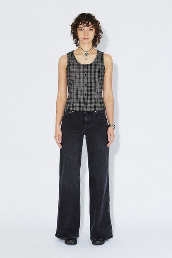 dr.denim Zola Top - Black Summer Check