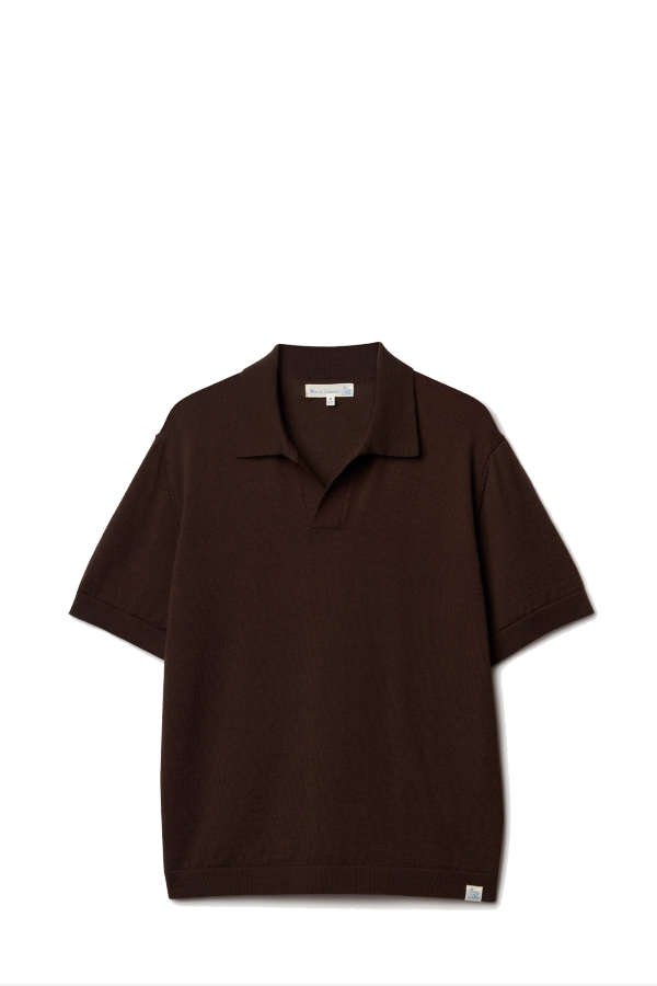 Merz b. Schwanen Knitted Merino Short Sleeve Polo