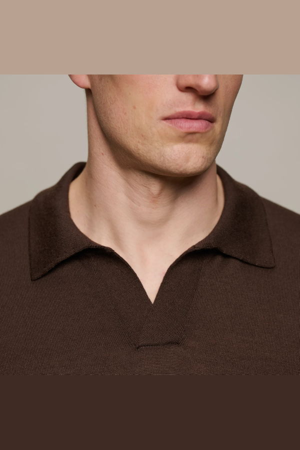 Merz b. Schwanen Knitted Merino Short Sleeve Polo