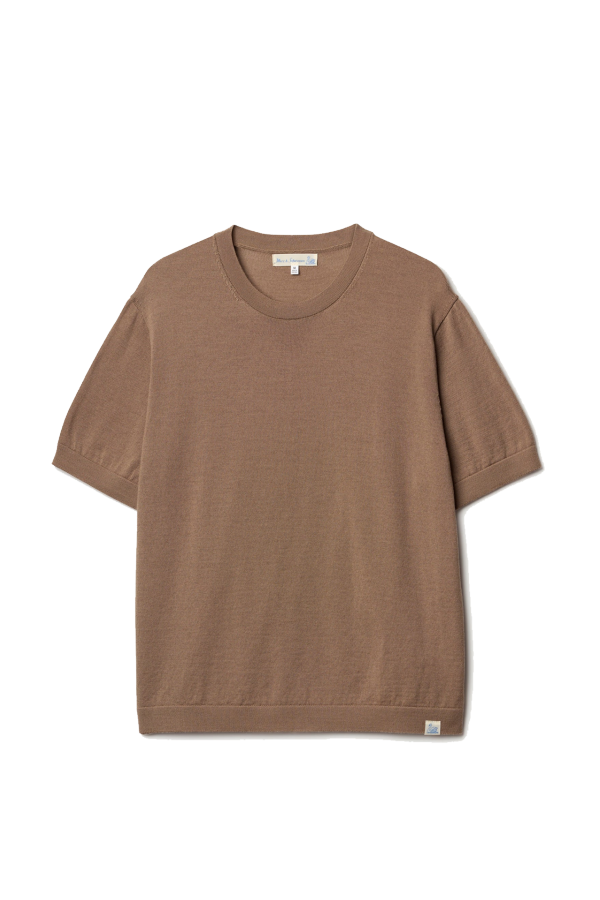 Merz b. Schwanen Refined Knitted Merino Wool T-Shirt - Shore Sand