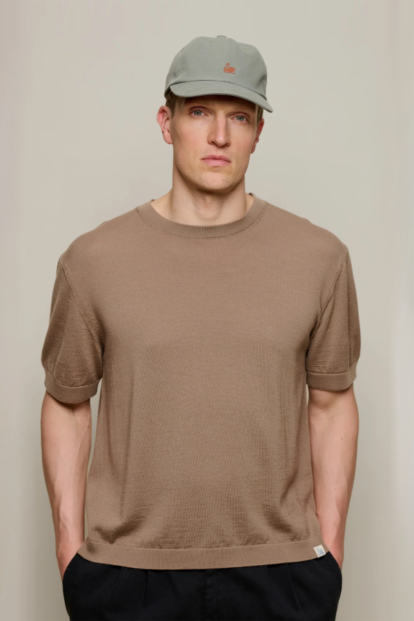 Merz b. Schwanen Refined Knitted Merino Wool T-Shirt - Shore Sand