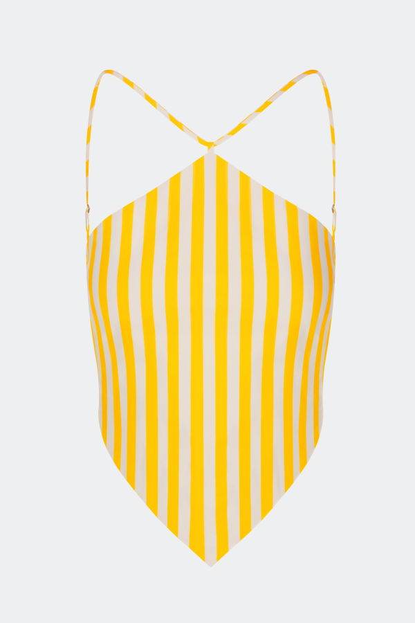 Simon Miller Kit Poplin Tie Top - Sungold/Ecru Stripe