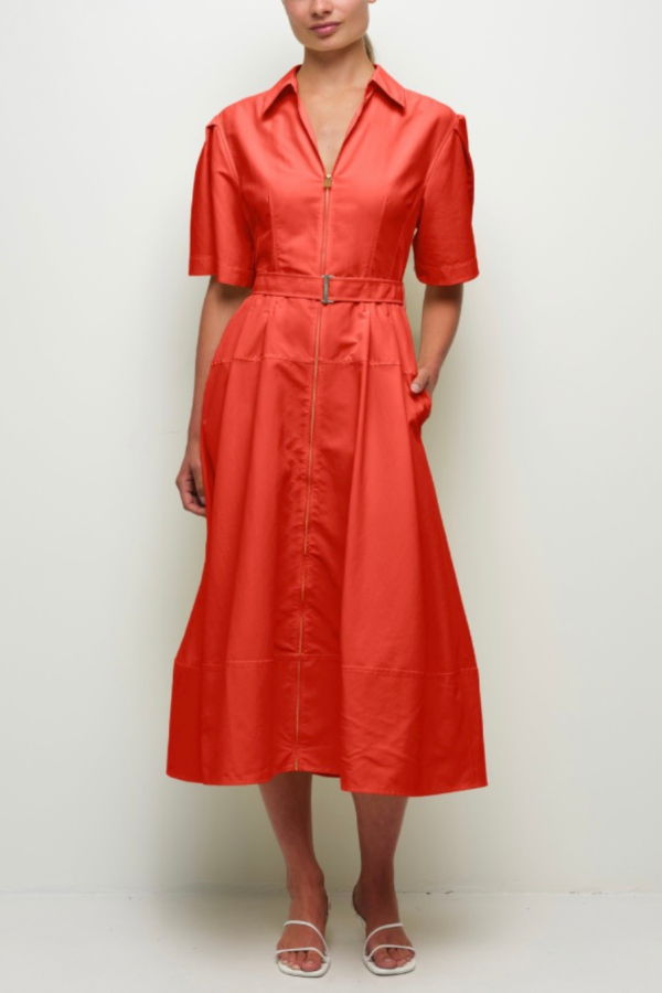 Jonathan Simkhai Meridith Cotton Midi Dress - Lobster