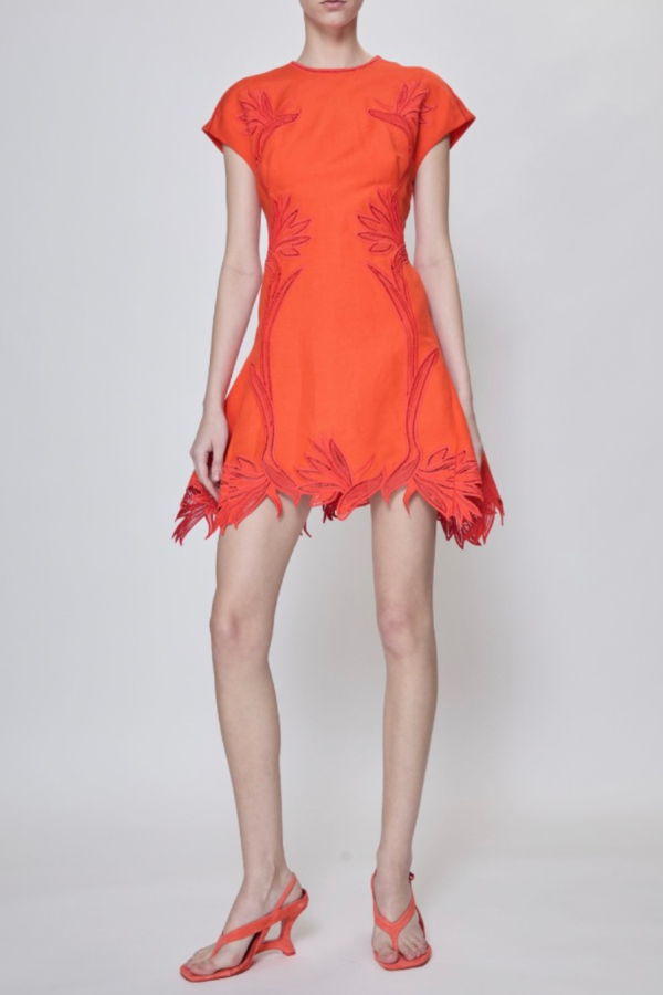 Jonathan Simkhai Raquel Embroidered Mini Dress - Lobster