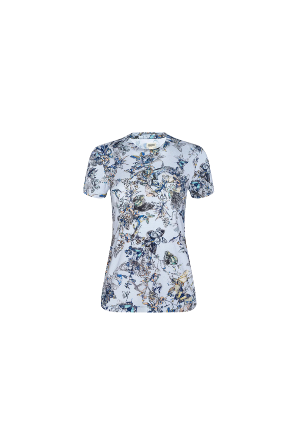 L'agence Ressi Fitted Tee - Grey Multi Watercolor Butterfly