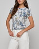 L'agence Ressi Fitted Tee - Grey Multi Watercolor Butterfly - Thumbnail 3