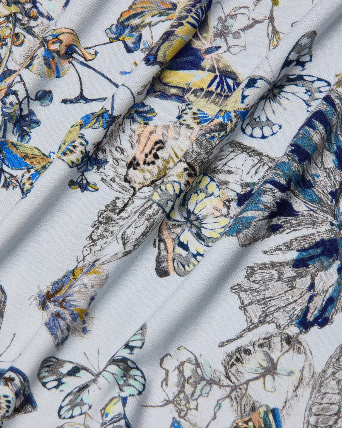 L'agence Ressi Fitted Tee - Grey Multi Watercolor Butterfly - Image 6 of 7