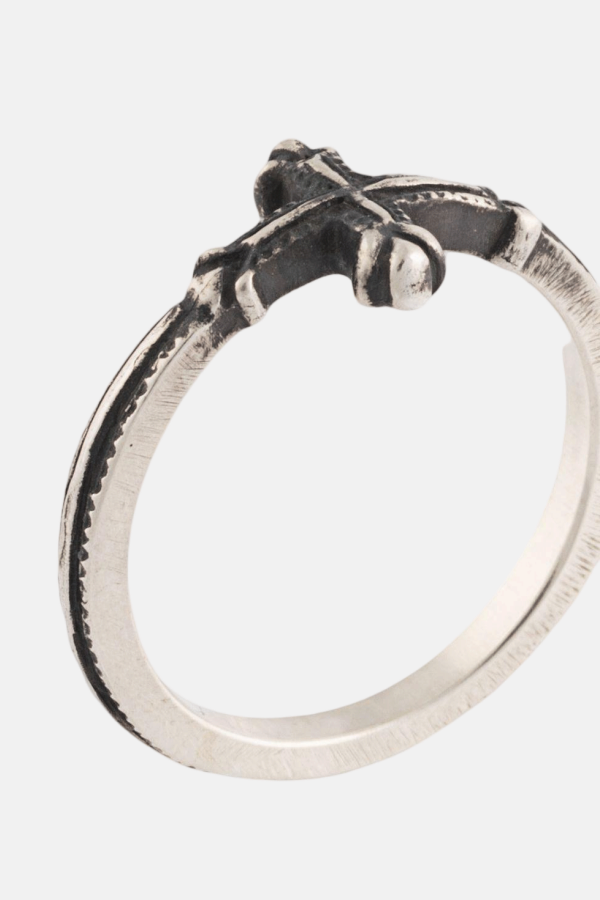 werkstatt:münchen Burnished Cross Ring - Silver