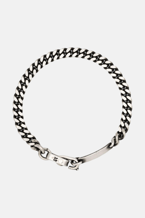 werkstatt:münchen Silver Curb-Chain Oxidised Bracelet
