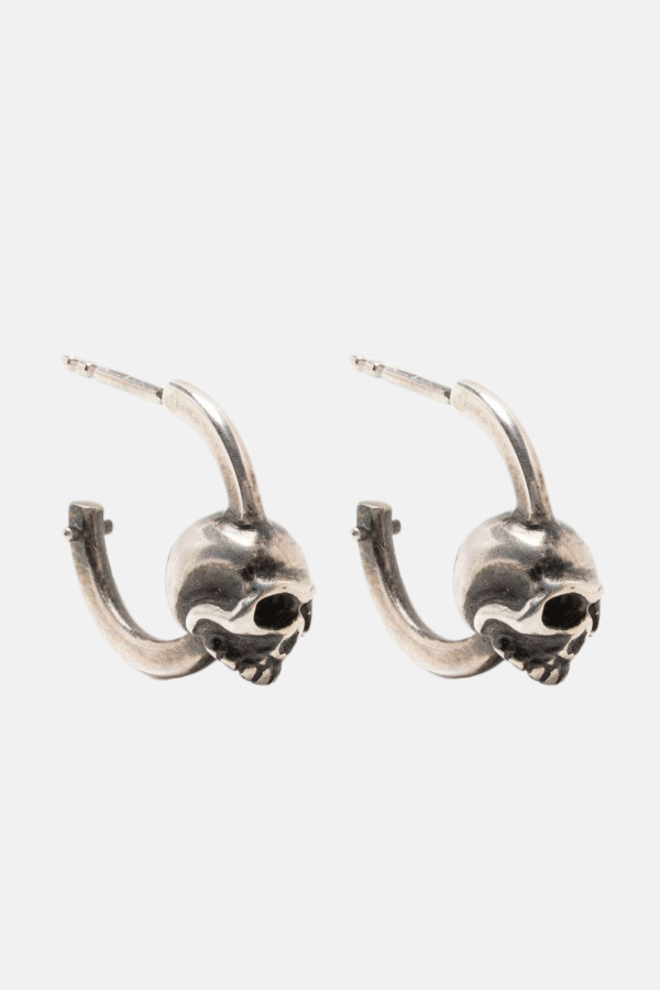werkstatt:münchen Hoop Studs Skull Earrings - Silver 