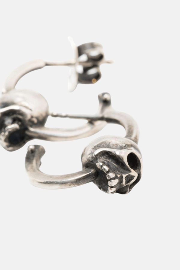 werkstatt:münchen Hoop Studs Skull Earrings - Silver 