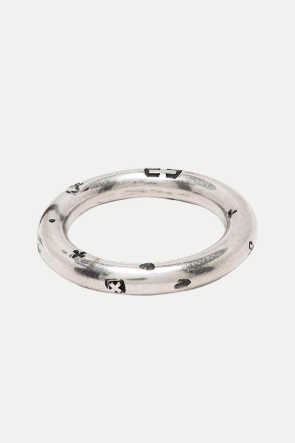 werkstatt:münchen Silver Stamped Band Ring - Silver