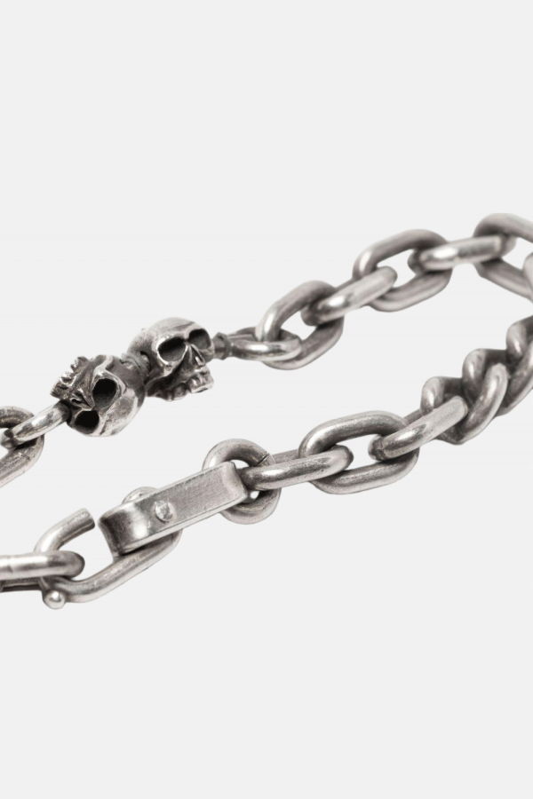 werkstatt:münchen Silver Two Skulls Bracelet