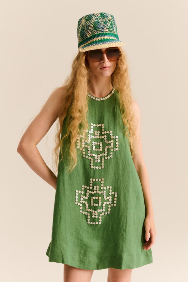 Carolina K Eva Dress - Green Leaf