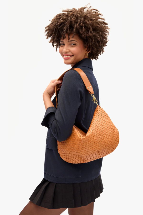 Clare V. Moyen Messenger Woven Checker Bag