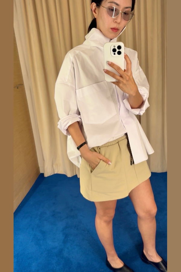 The NKC Store High Collar Button Down Top