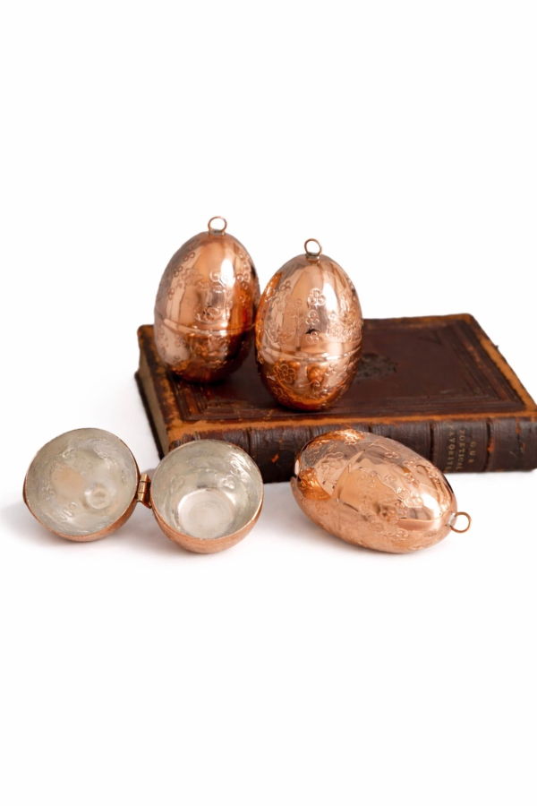 Coppermill Kitchen Copper Etched Bird & Floral Egg Ornaments