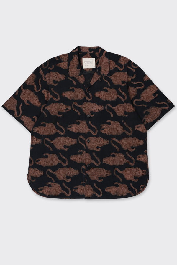 Kardo Ronen Block Print Shirt - Dark Green