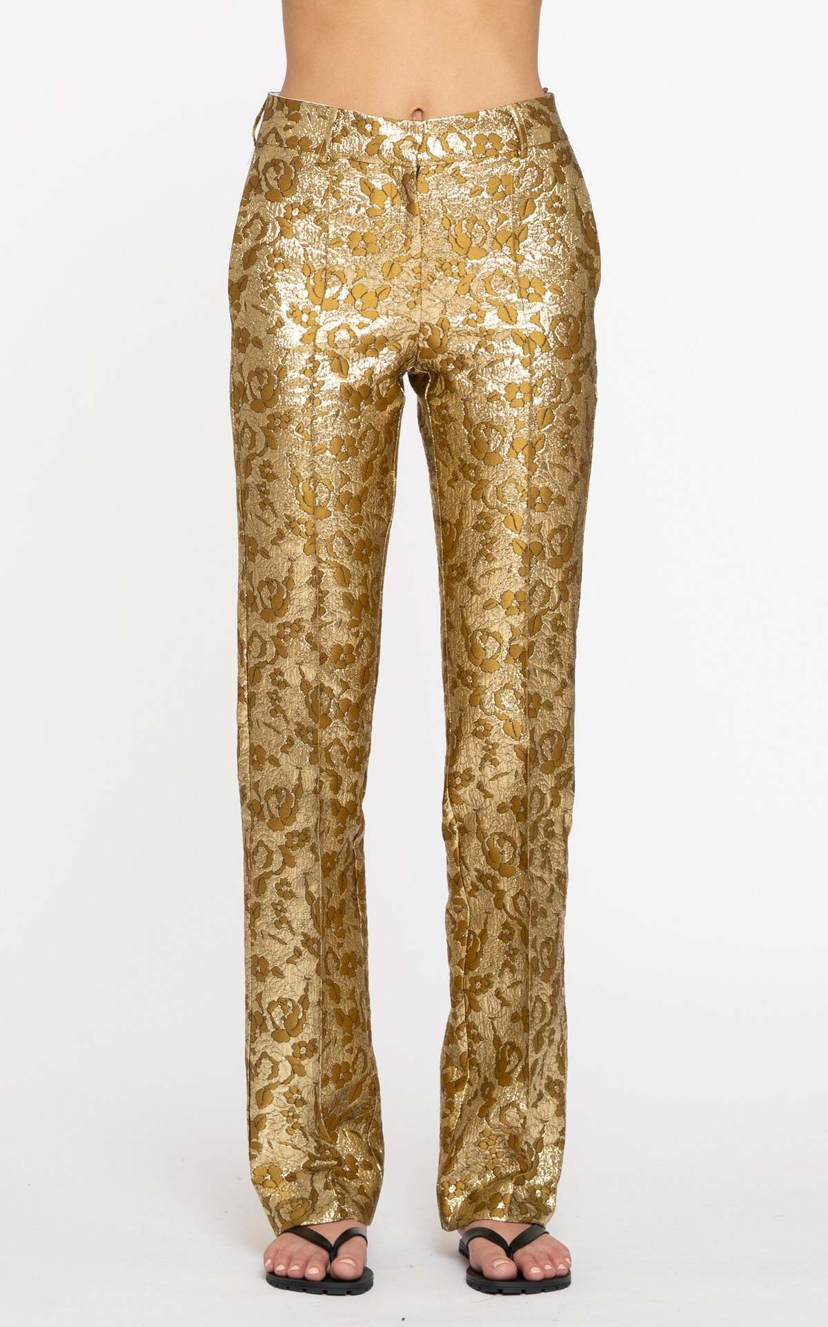 Des Phemmes Jacquard Tailored Pant - Gold/Olive - Image 2 of 3