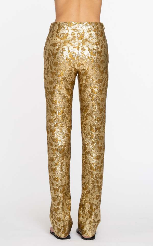 Des Phemmes Jacquard Tailored Pant - Gold/Olive