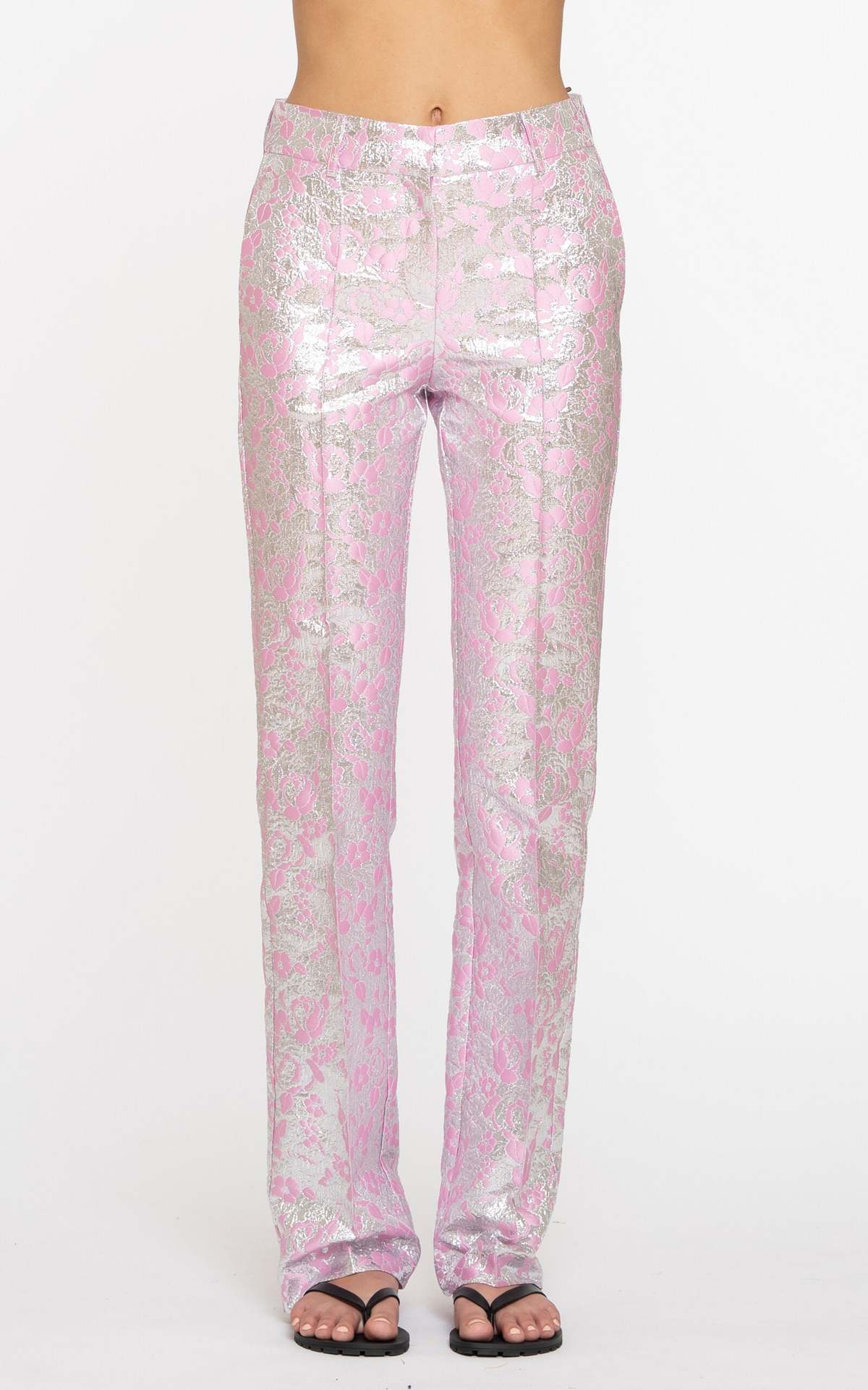 Des Phemmes Jacquard Tailored Pant - Silver/Pink - Image 1 of 3
