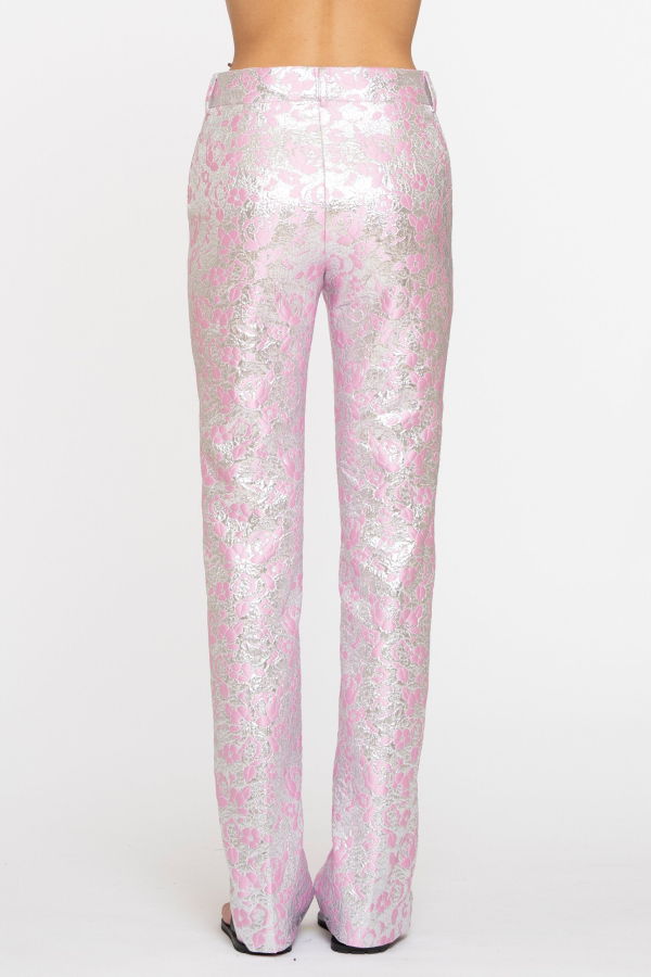 Des Phemmes Jacquard Tailored Pant - Silver/Pink