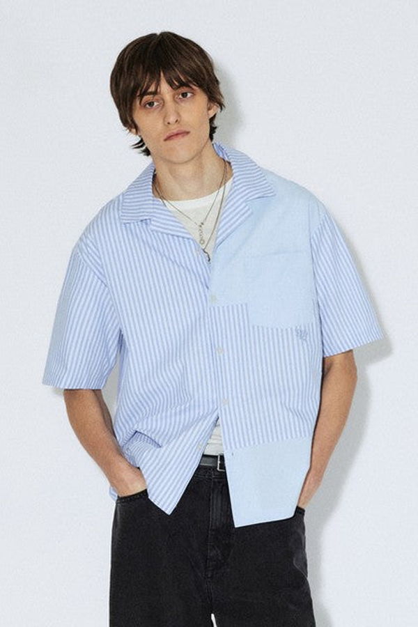 Dr. Denim Mile Shirt - Lt Blue Stripe Mono