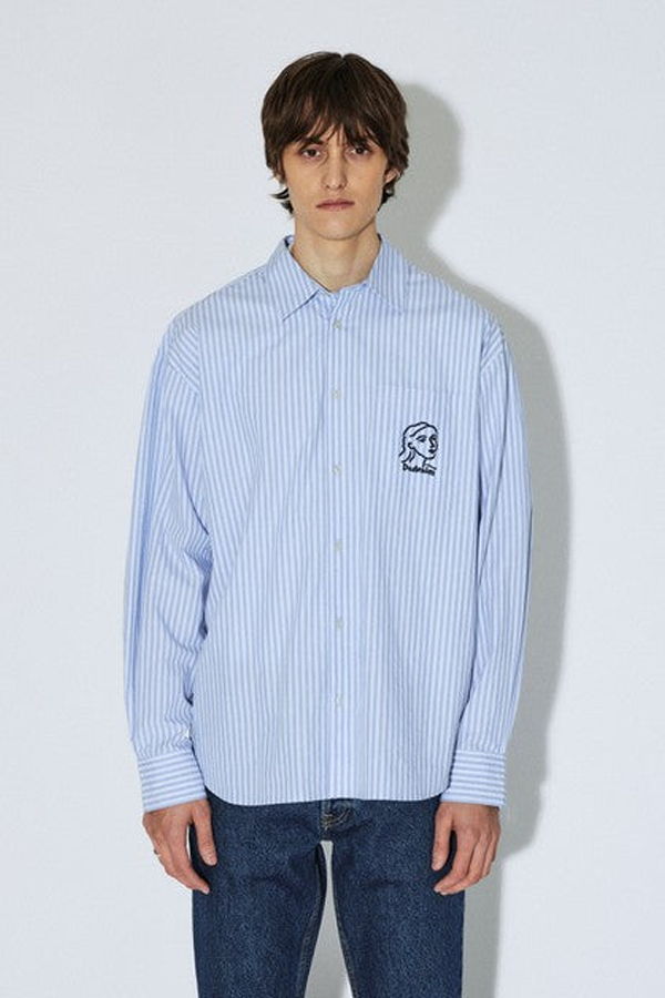 dr.denim Wes Shirt - Lt Blue Stripe Draw