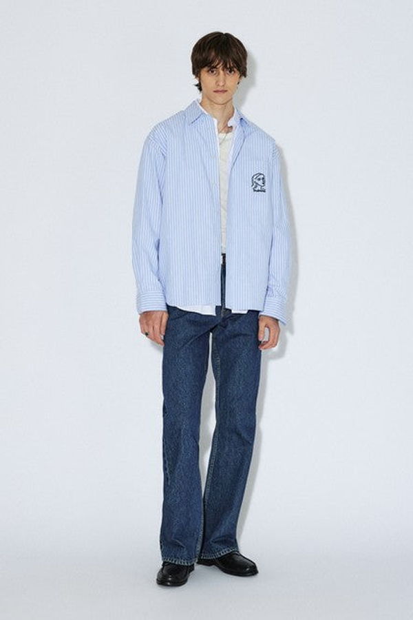 dr.denim Wes Shirt - Lt Blue Stripe Draw