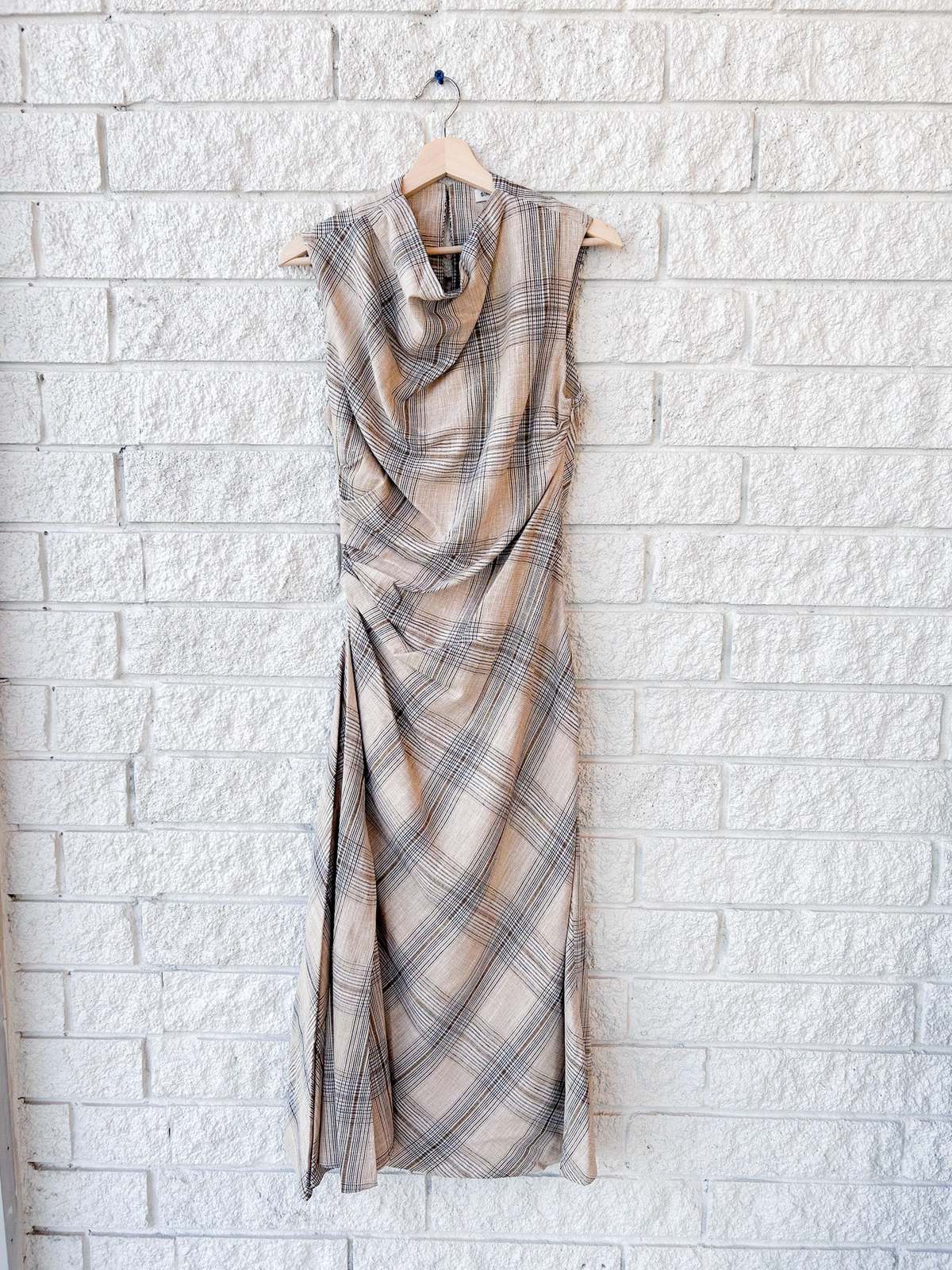 Jonathan Simkhai Crofton Midi Dress - Rattan Plaid - Image 1 of 4